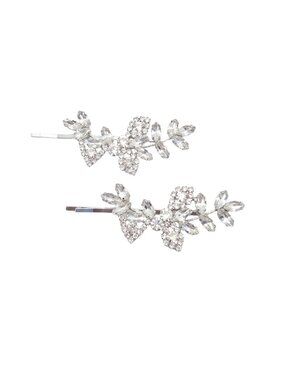 3/$20 NIP | Silver Floral Rhinestone Bobby Pin Hair Clip Set Crystal Wedding